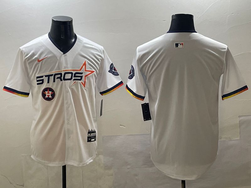 Men Houston Astros Blank White Three generations Joint Name 2025 Nike MLB Jersey style 4->houston astros->MLB Jersey